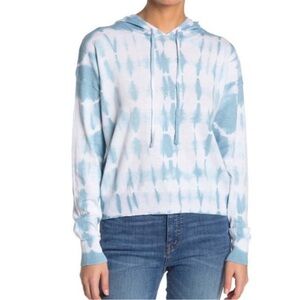 John + Jenn sky blue white tie dye thin lightweight hoodie sweatshirt